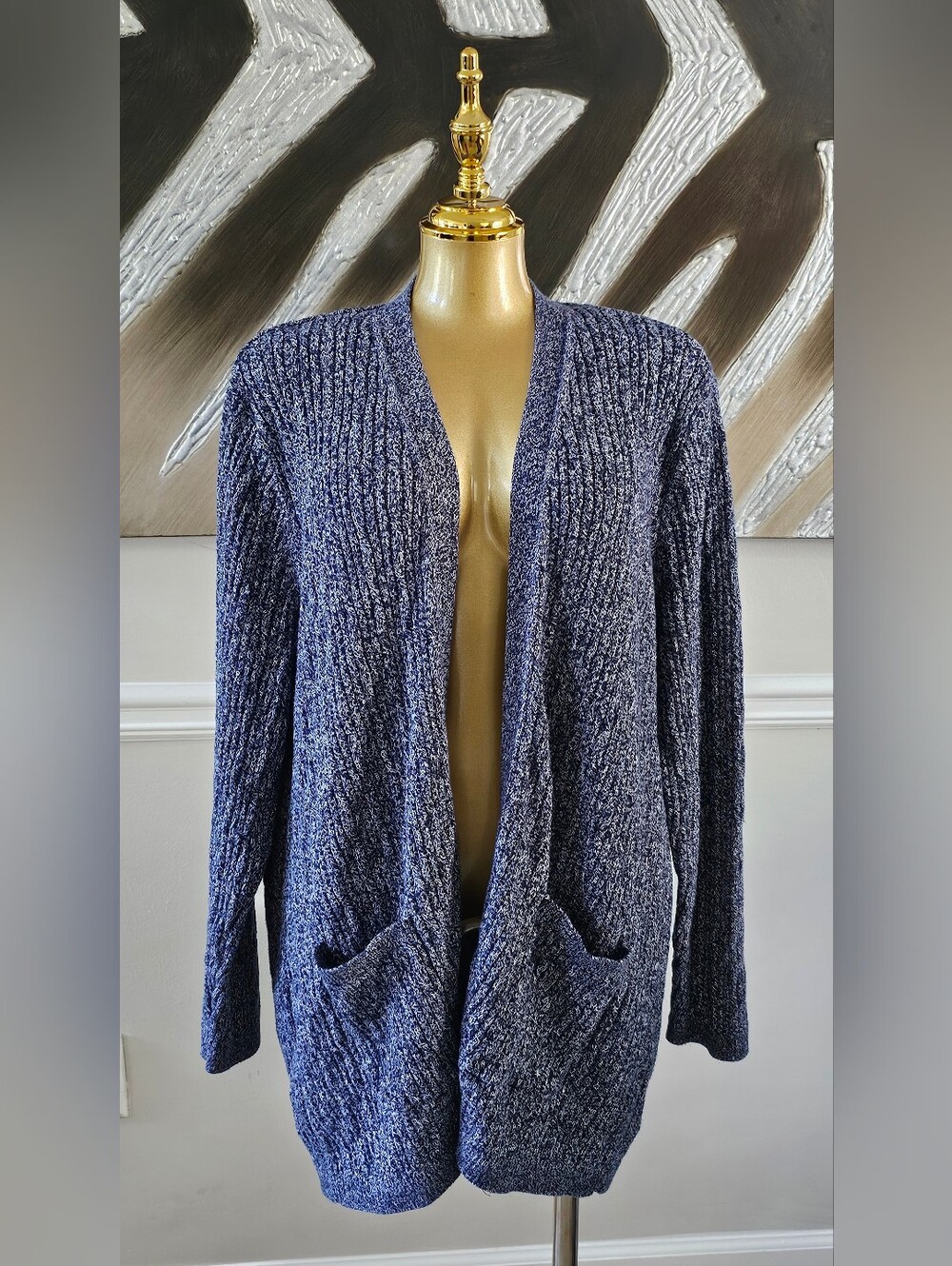 Kim Rogers Blue Marled Open Front Cardigan Size 1XL